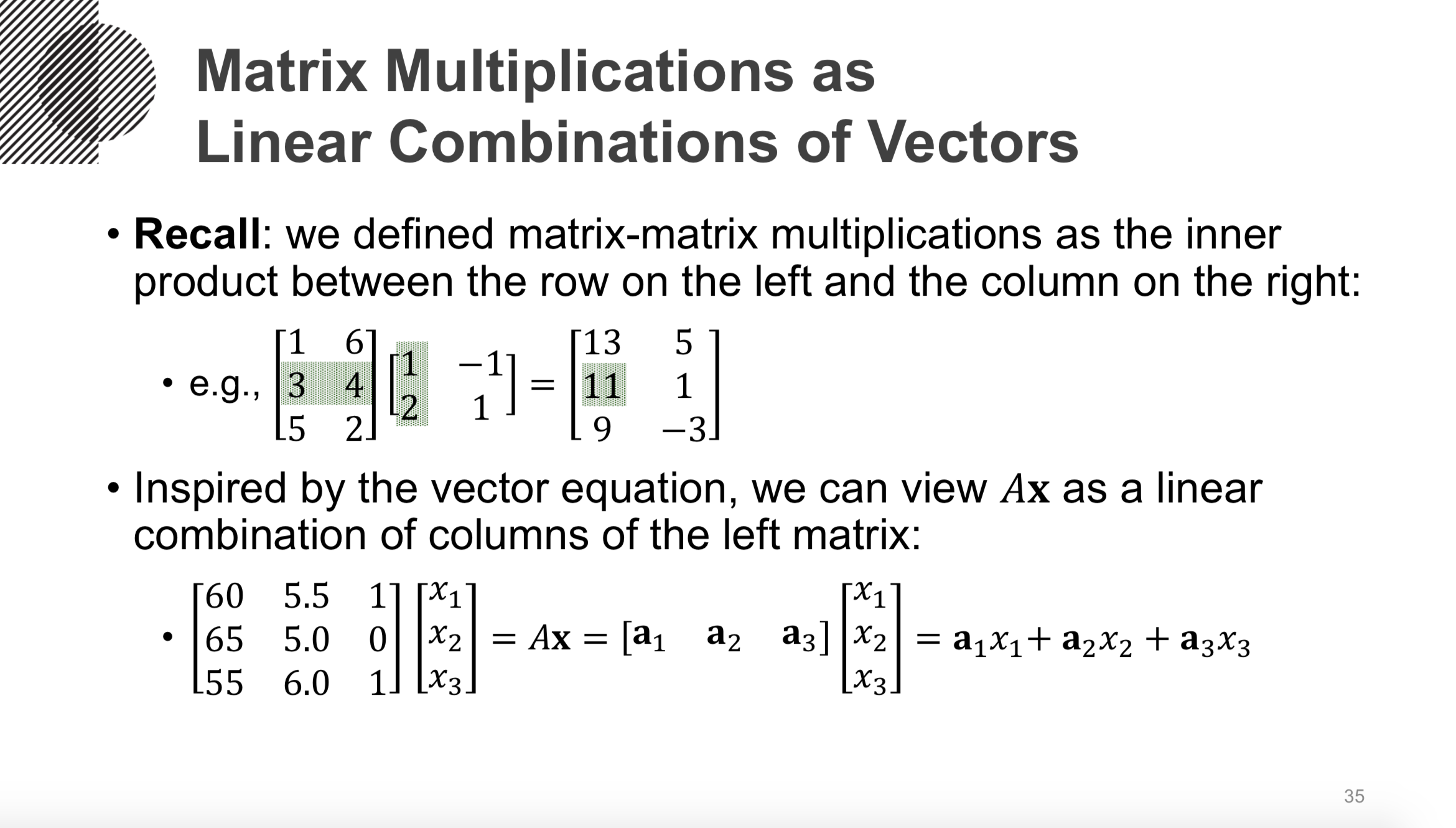 행렬의 곱을 column vector linear combination으로 생각하기 - 01